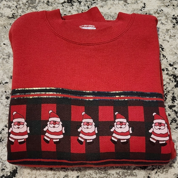 Fruit of the Loom Other - Vintage Holiday Crewneck Sweatershirt Christmas Santa Mens L Fruit of Th…